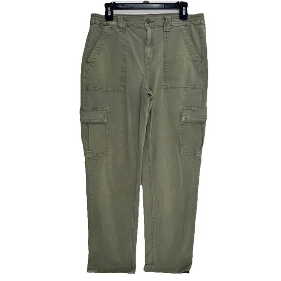 American Eagle Stretch Straight Leg Cargo Jeans Sz 10 Green Casual Military - Picture 1 of 7